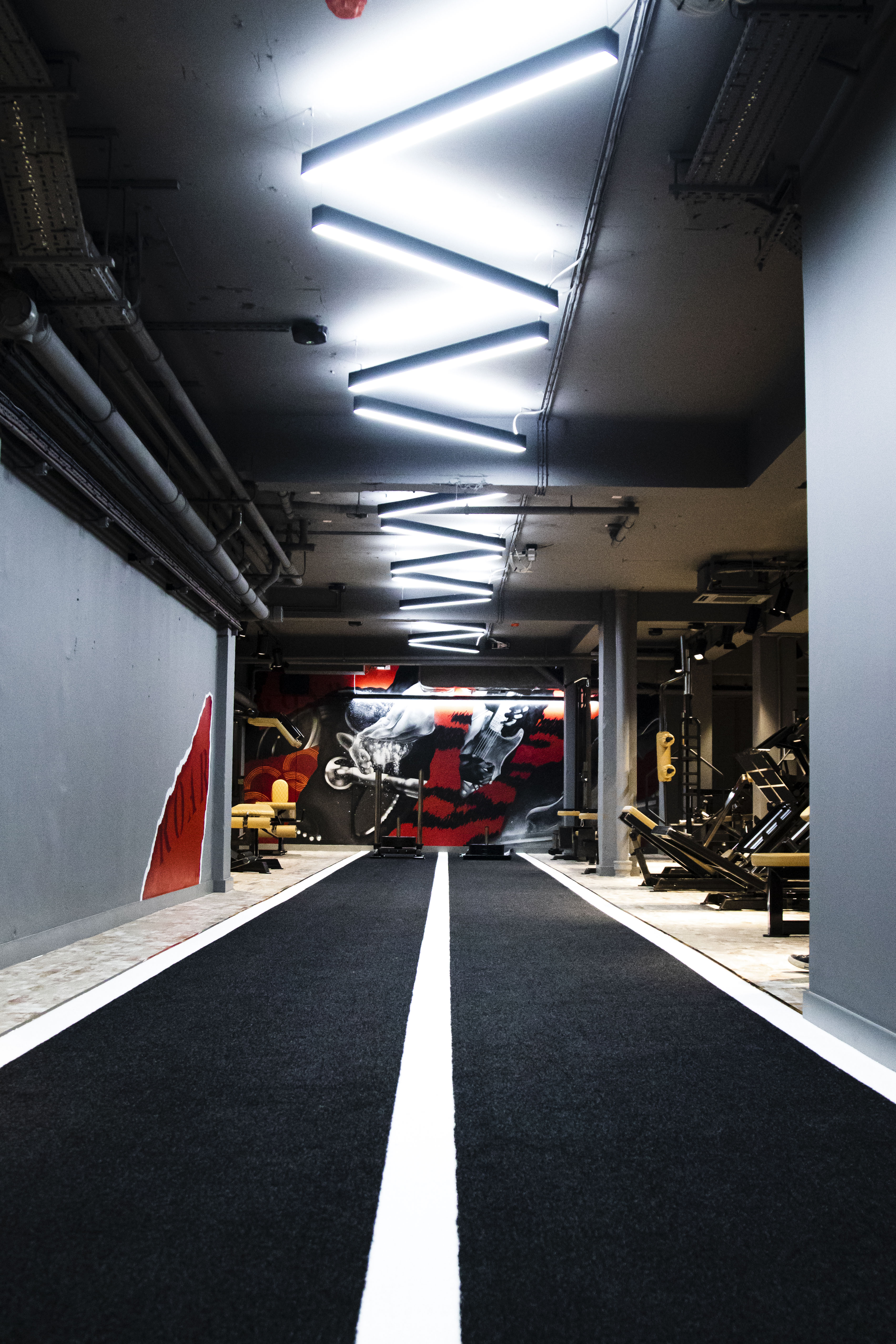 The indoor training track and gym floor at ROAR Fitness Kensington